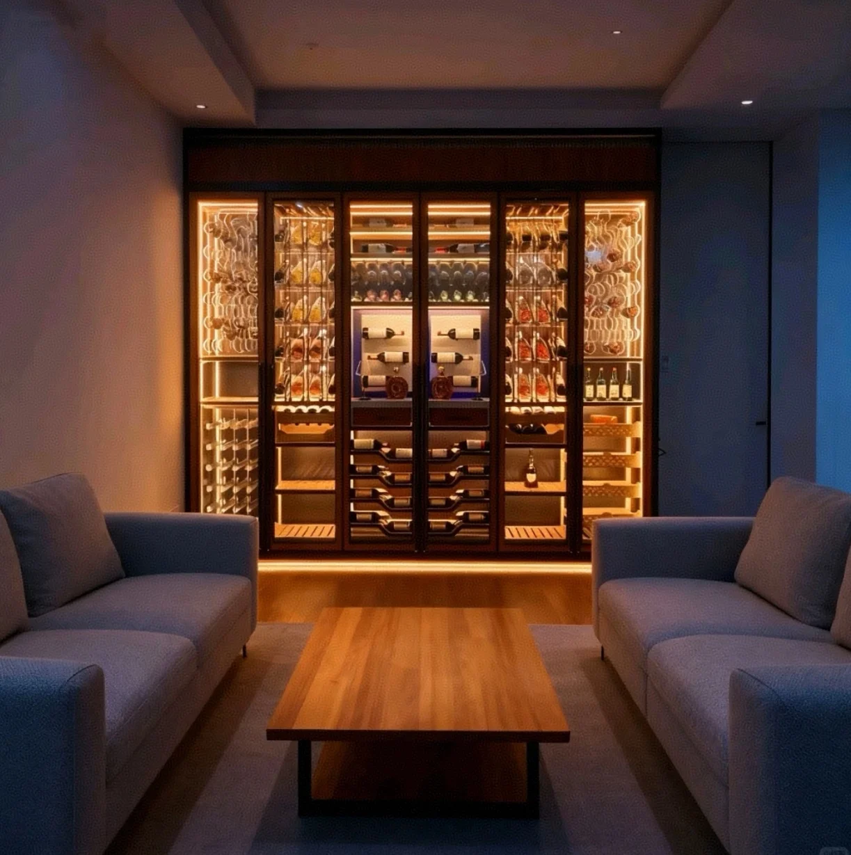High Quality Customized Stainless Steel Wooden Wine Cabinet Electric Battery Dual-Zone Constant Temperature Control 1000L