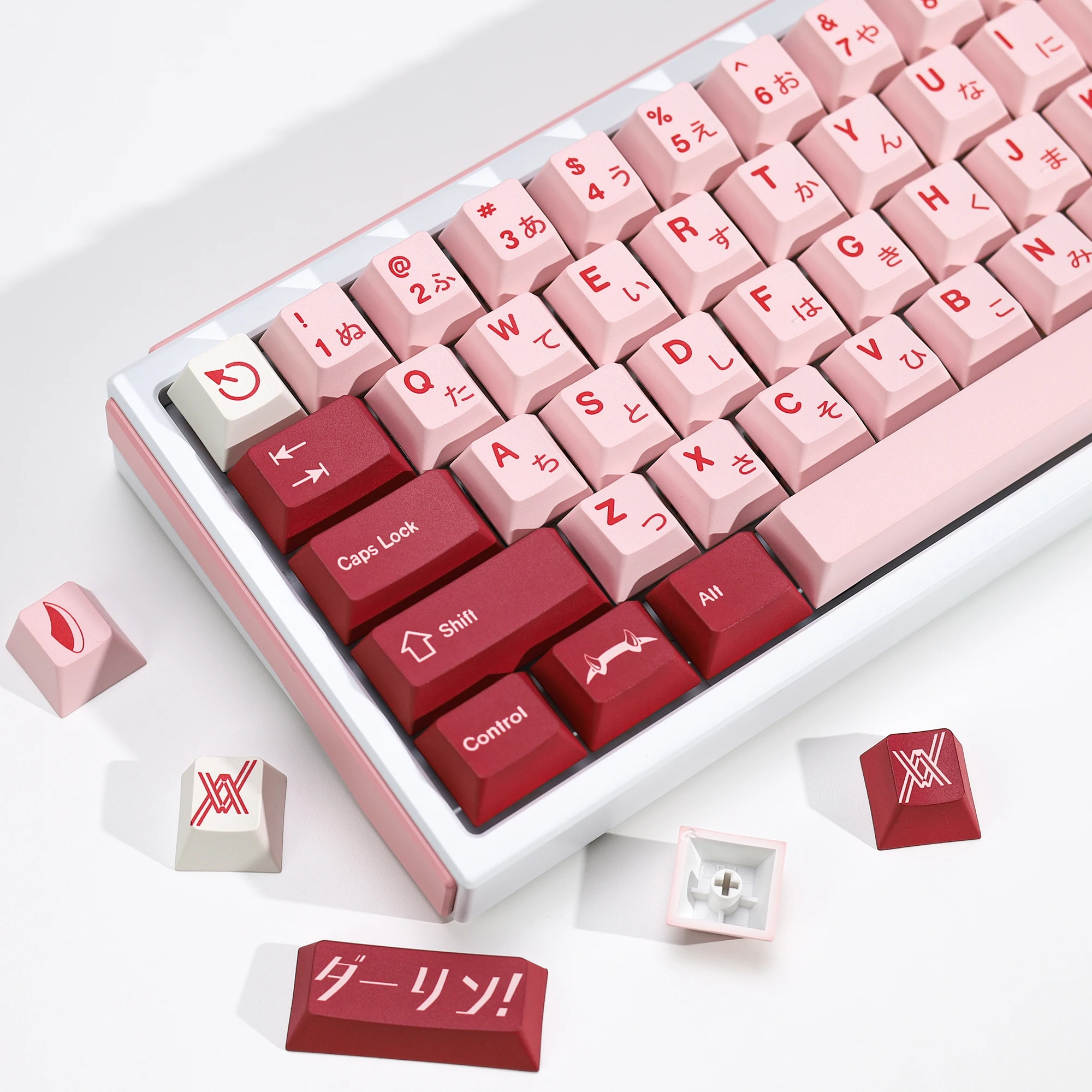 KBDiy 143 Keys GMK Darling Keycaps Japanese Pink Korean Keycap PBT Cherry Profile ISO For MX Switches Mechanical Keyboard Gamer