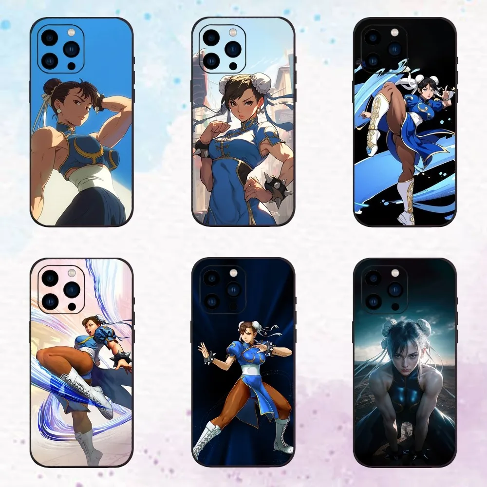 Chun-Li Game S-Street-F-Fighters  Phone Case  For iPhone 11 12 13 14 15 Pro Max Mini Plus XS XR X Black Silicone Soft Case