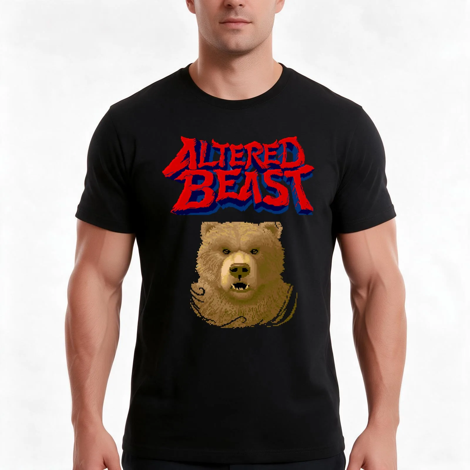 Altered Beast Bear T-Shirt Summer Casual Cotton Tee Oversized Streetwear Tops Vintage Graphic Print Loose Fit Short Sleeve