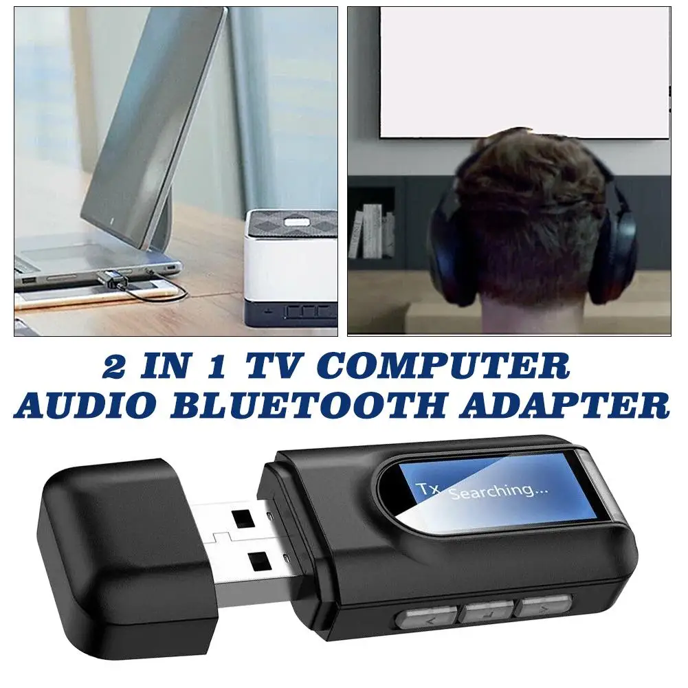 Portable Bluetooth Receiver 2-In-1 Lc Screen Transmitter Accessories With Transmitter Switch Adapter Audio Press Button Aux W4B3