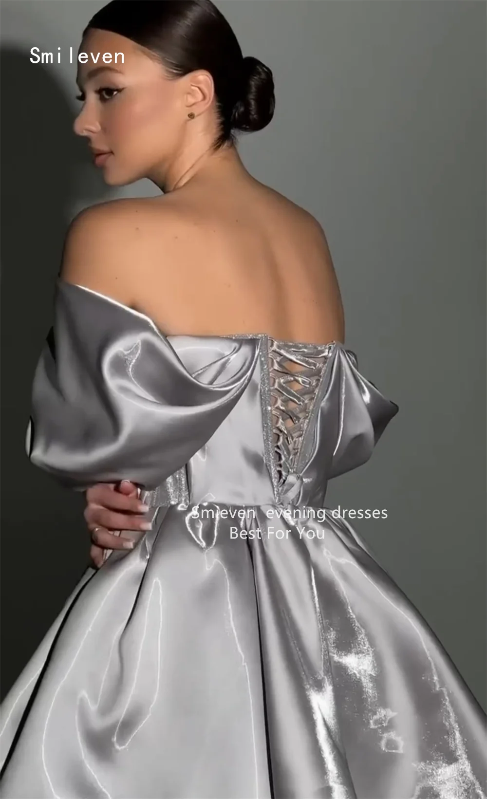 Smileven Luxury Noval Liquid A Line Evening Dress Off The Shoulder Formal Prom Dresses Shining Party Gowns Customized 2026
