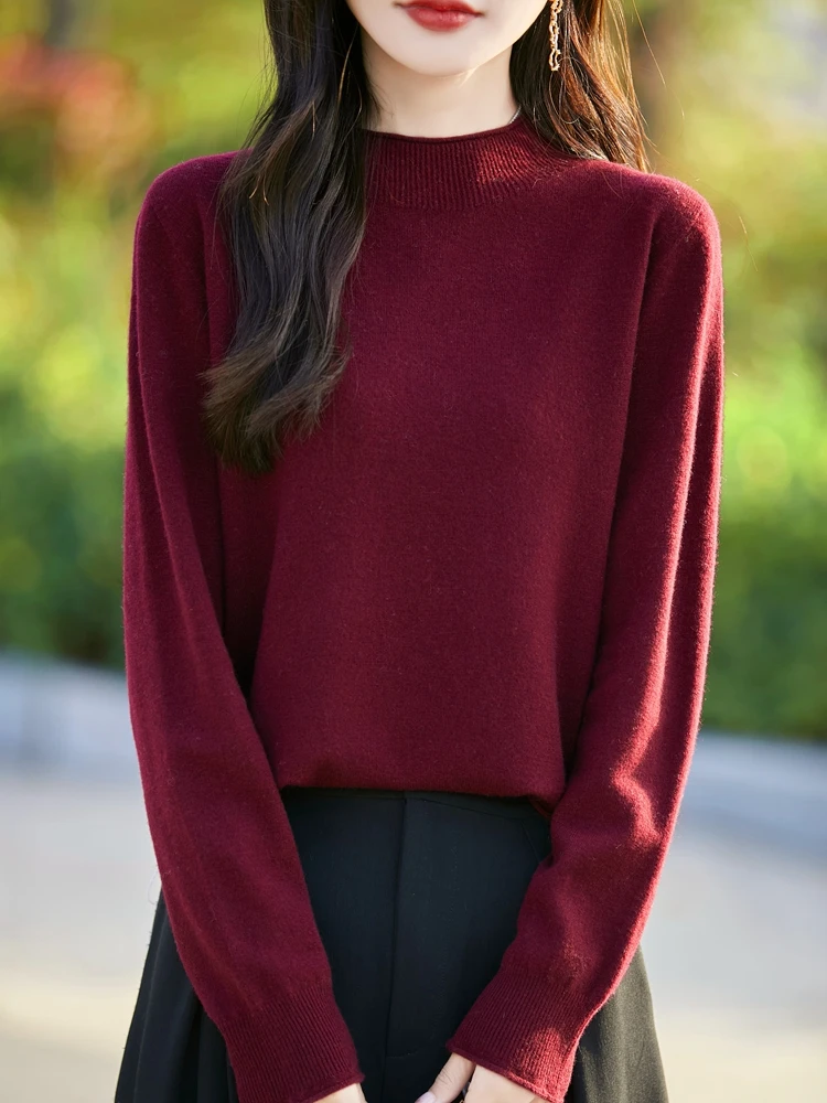 

Spring 2026 Women's Knitted Wool Sweater f High Collar Slim Fit Sl hine Waable Versatile Long Sve Knitwear