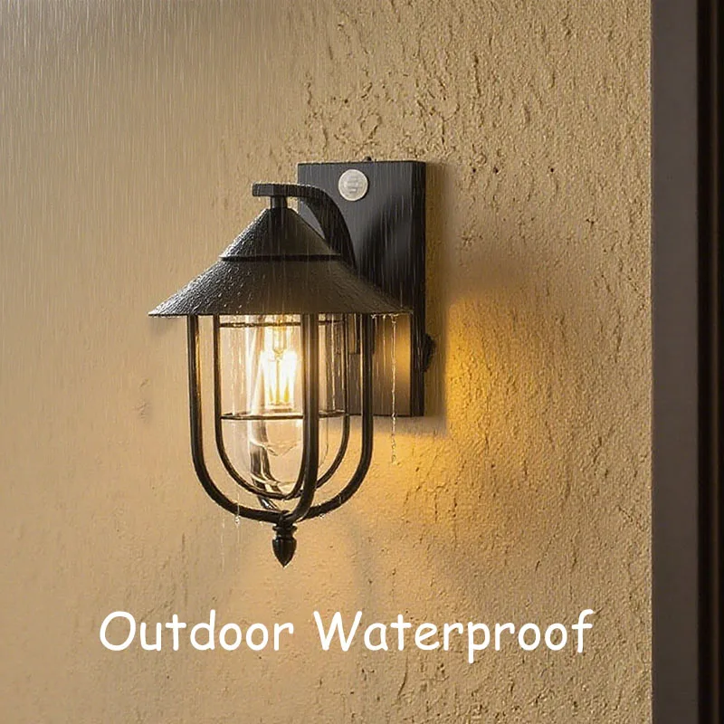 โคมไฟติดผนังภายนอกพร้อมเซ็นเซอร์ตรวจจับความเคลื่อนไหว ไฟ LED กันน้ำ สำหรับสวน ระเบียงบ้าน ทางเดิน ตกแต่งบ้าน