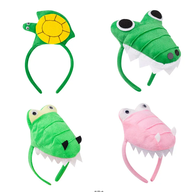 Animal Crocodile Dinosaur Turtle Headband Tail Bow Plush Party Headpiece Hair Hoop Party Cosplay Costume Props