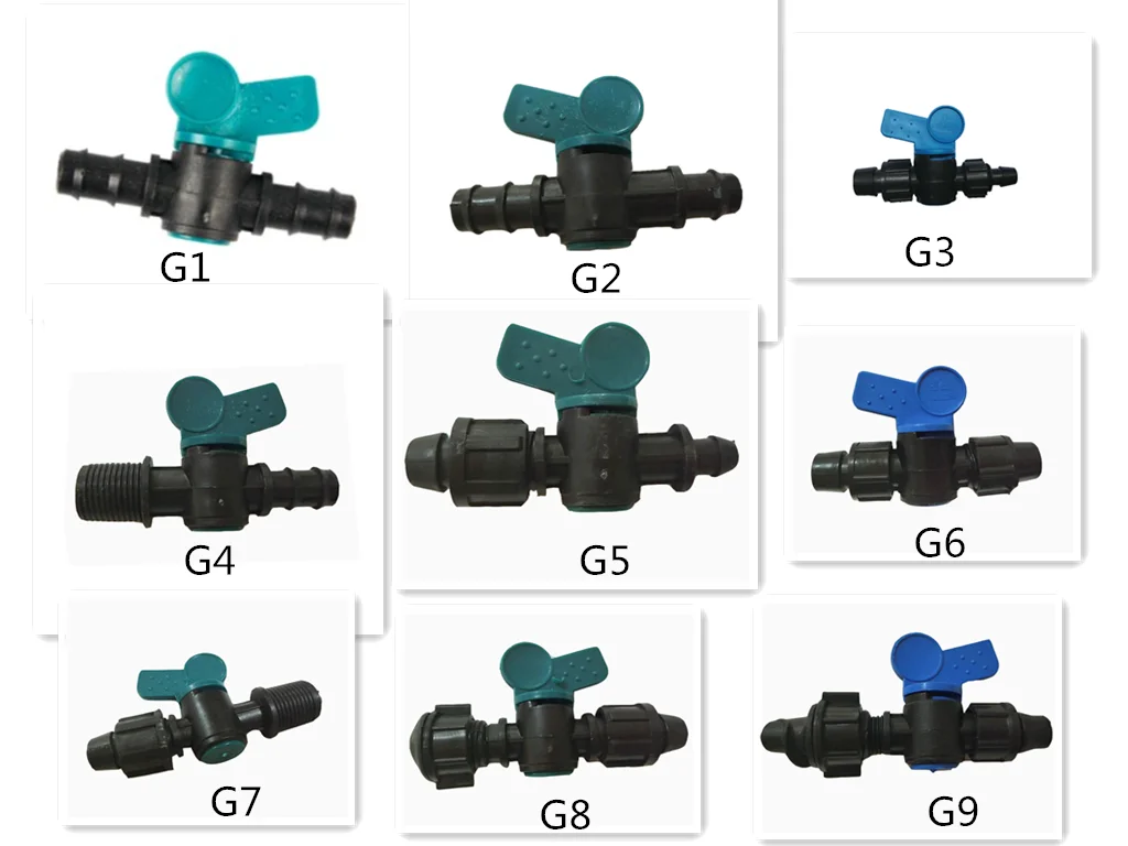 16mmロックバイパスバルブ点滴灌漑システムホースコントロールバルブ灌漑パイプ継手ミニ点滴バルブ（庭用灌漑）