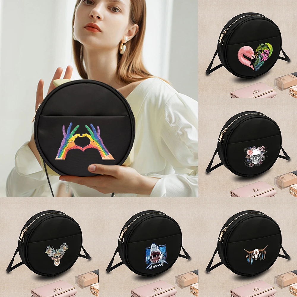 

Women's Shoulder Bags Color Printed Crossbody Bags Round Mini Messenger Wallets Cosmetic Bags Casual Student Handbag