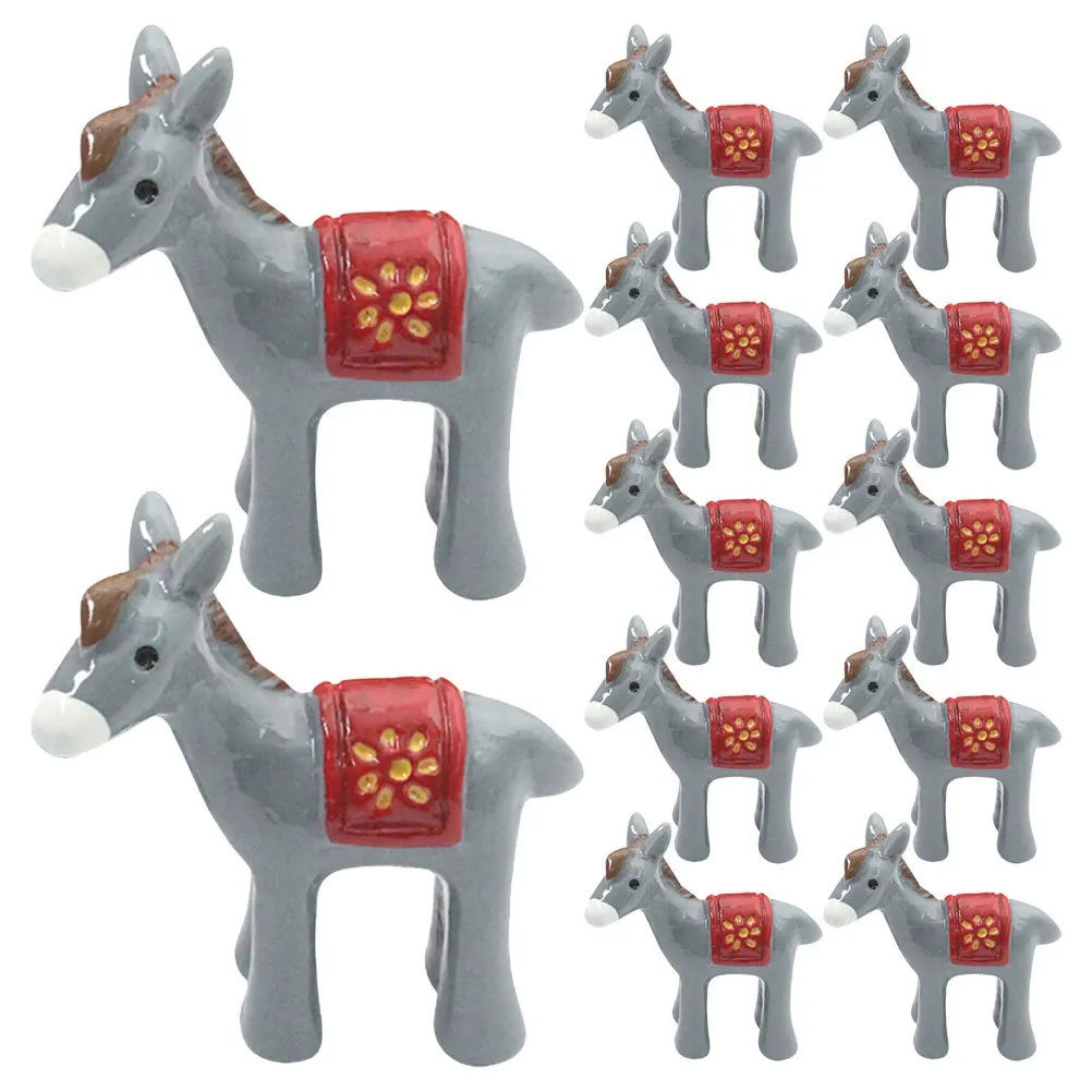 

12Pcs Mini Resin Donkey Models Tiny Miniature Donkey Garden Micro Landscape Ornament Tiny Animal Models
