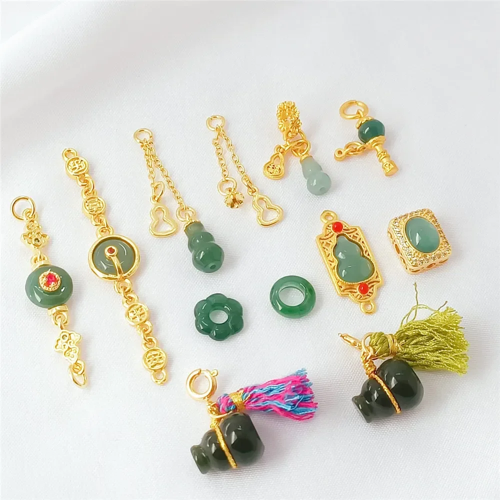 

Copper Plated 18K, Gold-encrusted Zircon Gourd Tassel Pendant, Diy Handmade Bracelet, Necklace Accessory Material