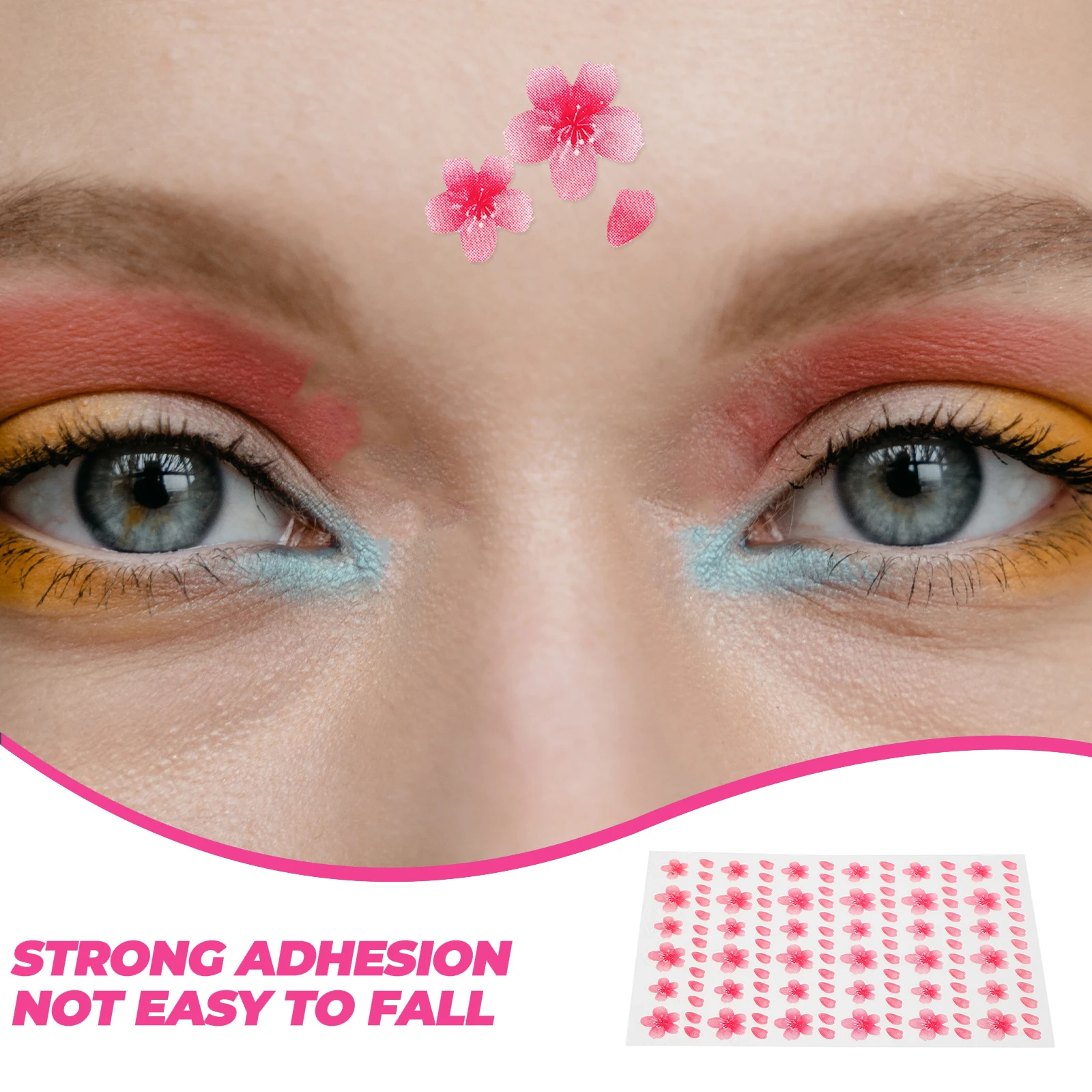 

Наклейки на лицо с цветочным узором, 1 лист, дизайн «Цветущая вишня», нежные, романтичные, для улучшения макияжа на мероприятиях, фотосессиях, фестивалях