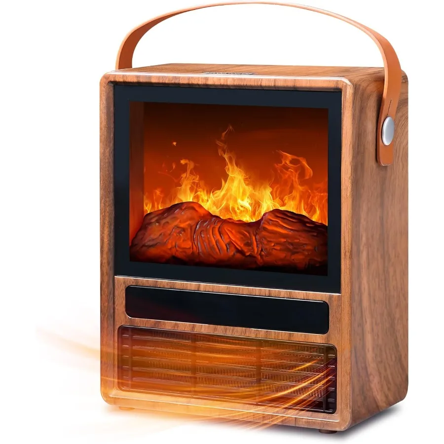 سخان مدفأة كهربائي محمول للاستخدام الداخلي مع تشغيل آمن بتأثير لهب LED ثلاثي الأبعاد يتميز بالحرارة الزائدة وحماية الميل #1