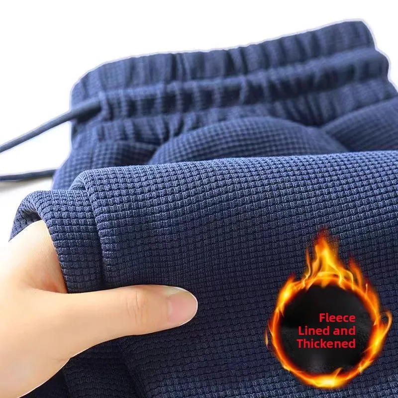 

Thiened Fce Lined Loose Straight Leg Casual Pants for Men Autumn Winter Workwear Warm Polyester Fiber Straight Tube Trou...