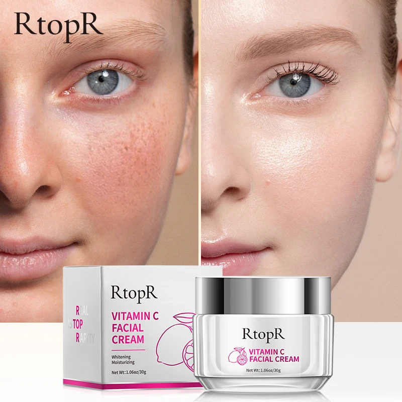 

RtopR Vitamin C Facial Cream Whitening Moisturizing Brighting Lighten Melanin Remove Dullness Facial Skin Care Firming Day Cream