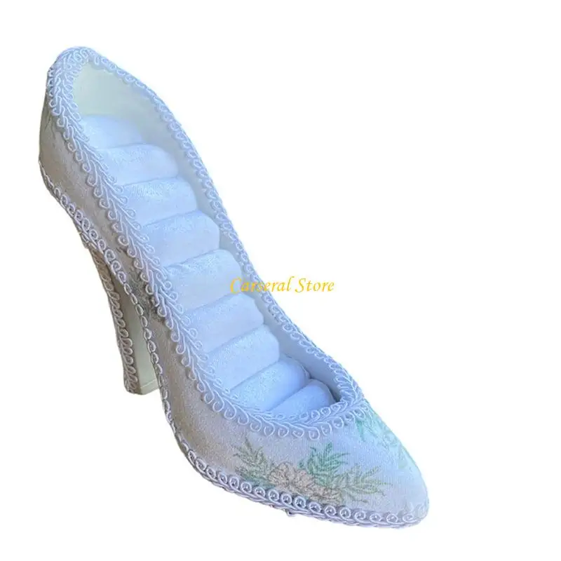 

M4YF Fashionable Plush Jewelry Display Stand High Heeled Shoe Earrings Necklaces Rings Rack for Shop Window Displays