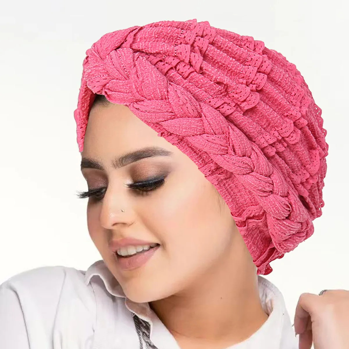 

Fashion Lace Braids Turban Indian Hat Women Muslim Hijab Beanies Bonnet Headscarf Chemo Cap Hair Loss Head Wrap Turbante Mujer