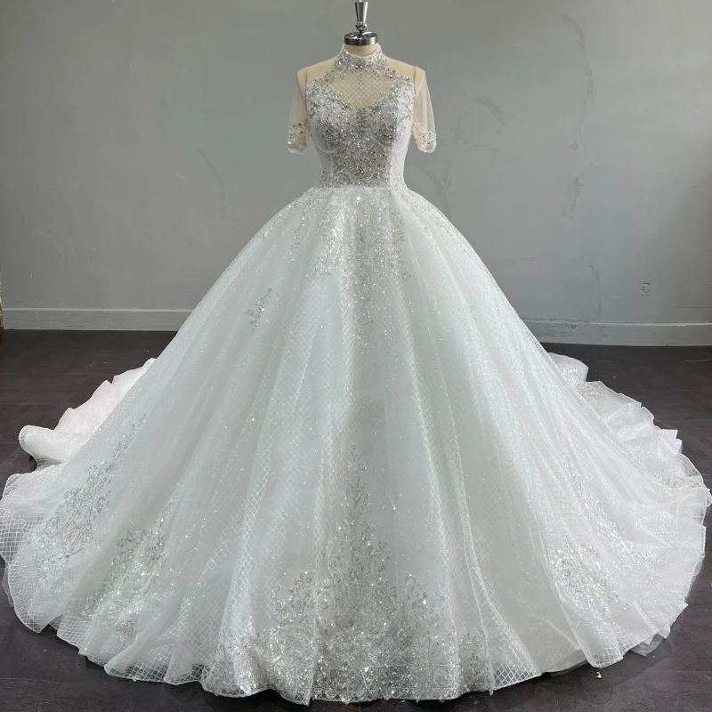 

Luxury White Dubai Arabic Mermaid Wedding Dresses A-Line Applique Lace Beading Court Train Wedding Dress Bridal Gowns vestidos