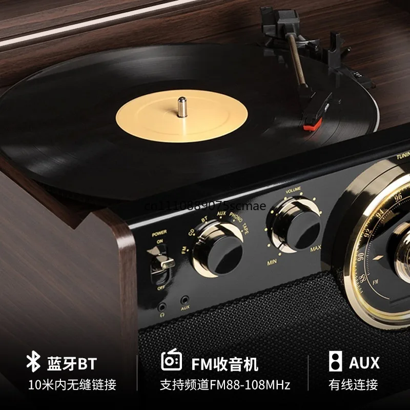 Vinyl record player cd tape 6 in one bluetooth stereo phonograph holiday gift