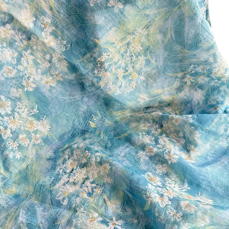 100x145cm Buttercup Fragrant Cloud Yarn Flower Brocade Jacquard  Fabric New Chinese Style Fabric For Diy Cheongsam Hanfu Dress
