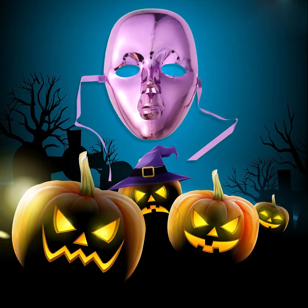 Galvanisierte Maskerademasken, glänzende Kunststoff-Halloween-Party-Maske, robustes, flexibles Band, Einheitsgröße, passend für die meisten Kostümbälle