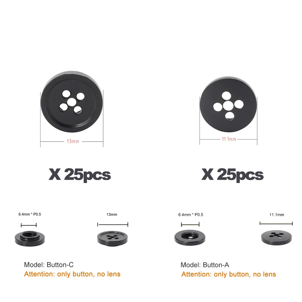Lens Button Diameter 13mm 25pcs 11.1mm