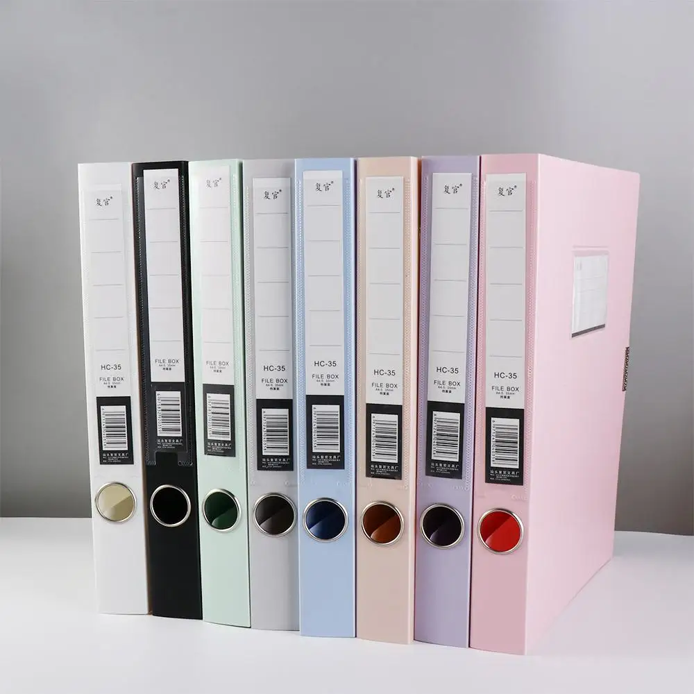 Multifunctional A4 File Organizer Box Thickened Dustproof Desktop Storage Box Morandi Color PP Plastic Document Case Archives
