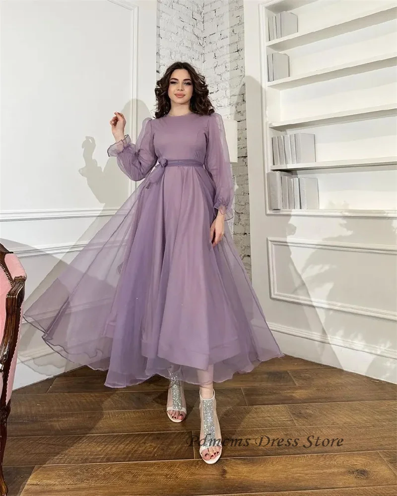 SSYTENS-Vestidos de noche cortos de manga larga para mujer, traje de noche clásico, línea A, largo hasta el té negro, Vestidos de baile de noite, vestido Formal