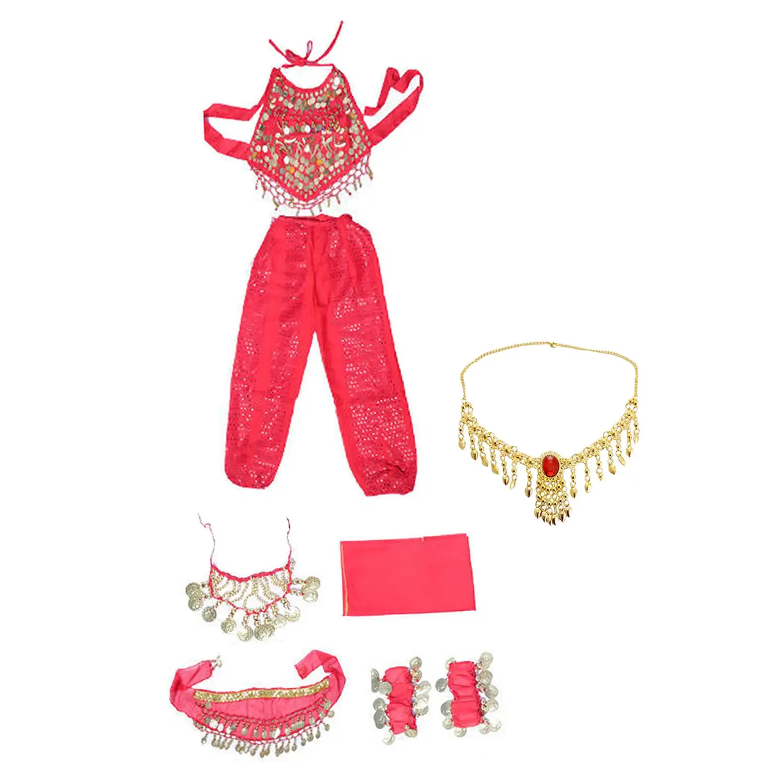 Ensemble de olympiques de danse du ventre pour enfants, voile de tête, bracelets JOand à la taille, vêtements de danse du ventre pour enfants, fournitures de fête pour filles, Inde