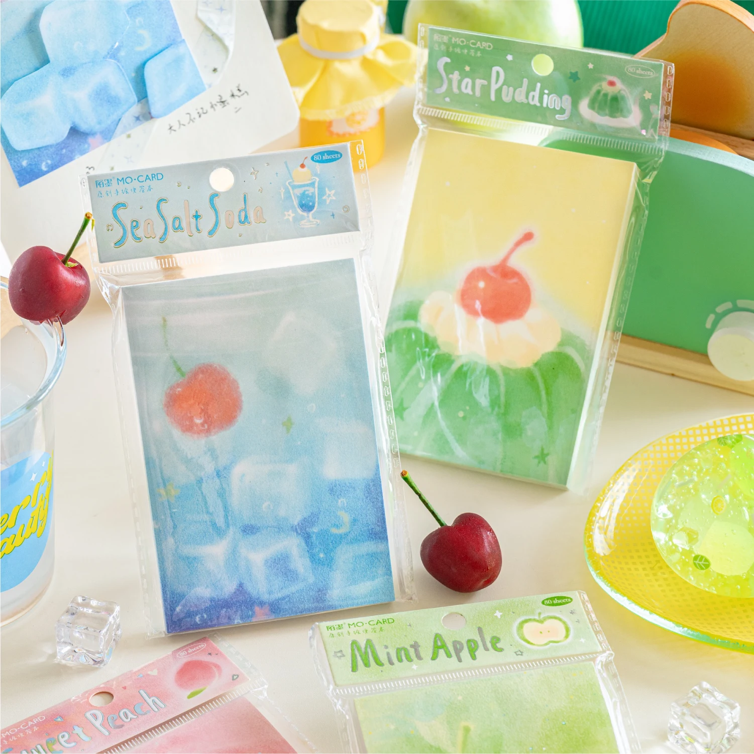 80sheets Summer Dessert Retro Ins Colorful Lead Fruit Painting Message Notes DIY Scrapbook Diary Material Aesthetics Craft Paper