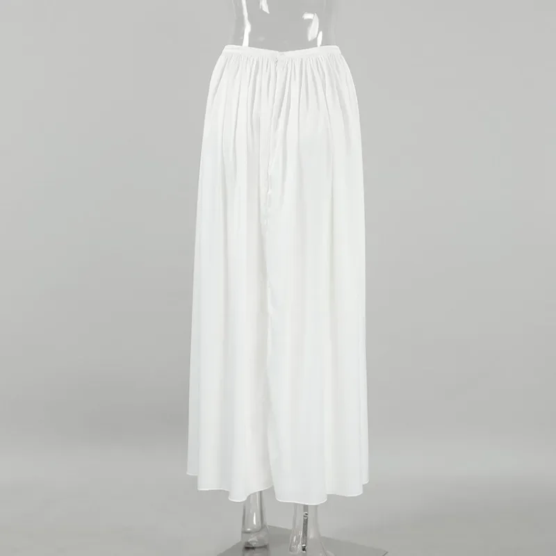 CommConsulwomen-Jupe trapèze en satin blanche pour femme, vêtements féminins élégants, tempérament, nouvelle mode, jupes longues cascade, 2024