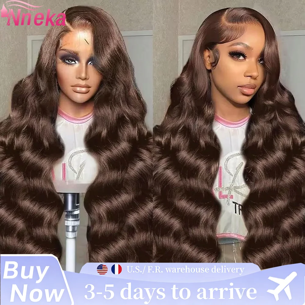 

36 Inch 13x4 Chocolate Brown Body Wave HD Lace Front Wigs Human Hair Brazilian Colored 13X4 Transparent Lace Front Wig Body Wave