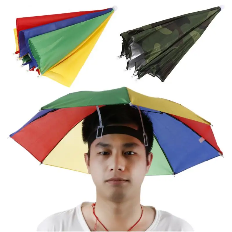 Sun Umbrella Hat Army Green Foldable Portable Rain Outdoor Sun Shade Waterproof Camping Fishing Headwear Cap Beach Hats