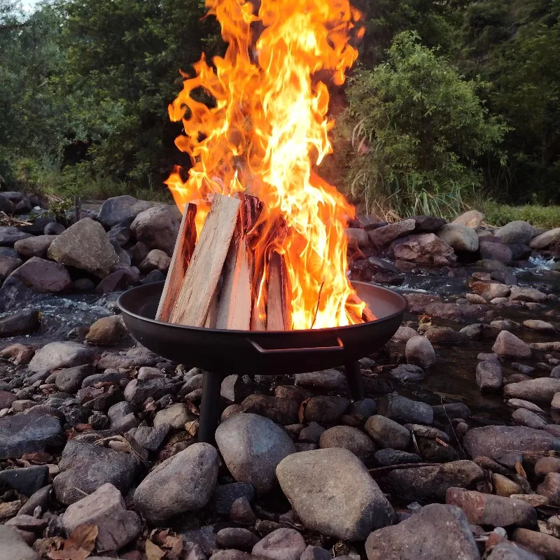 

Camping Roasting Bonfire Stove Carbon Steel Winter Courtyard Heating Grill Firewood Stove Outdoor Picnic Camp Cooking Supplies