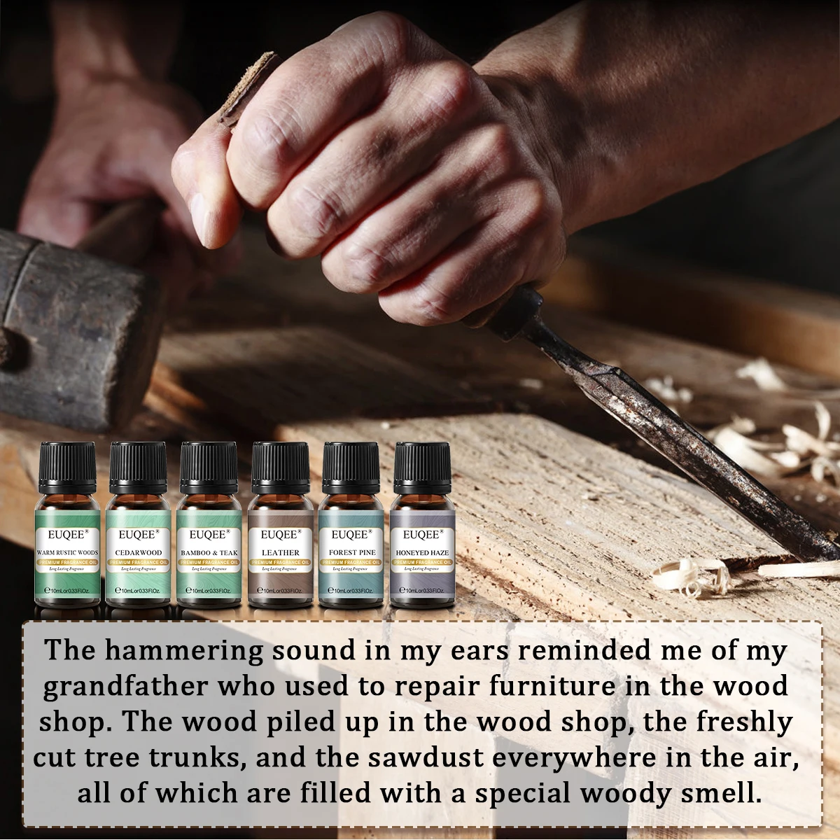 EUQEE 6pcs/set Men\'s Fragrance Oils Set Cedarwood Bamboo & Teak Leather Forest Pine Essential Oils Kit for DIY Scent Products