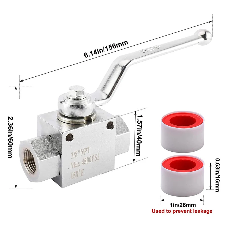 1/4Inch High Pressure Washer Ball Valve Kit, 3/8 Inch Quick Connect for Power Washer Hose, 4500 Psi