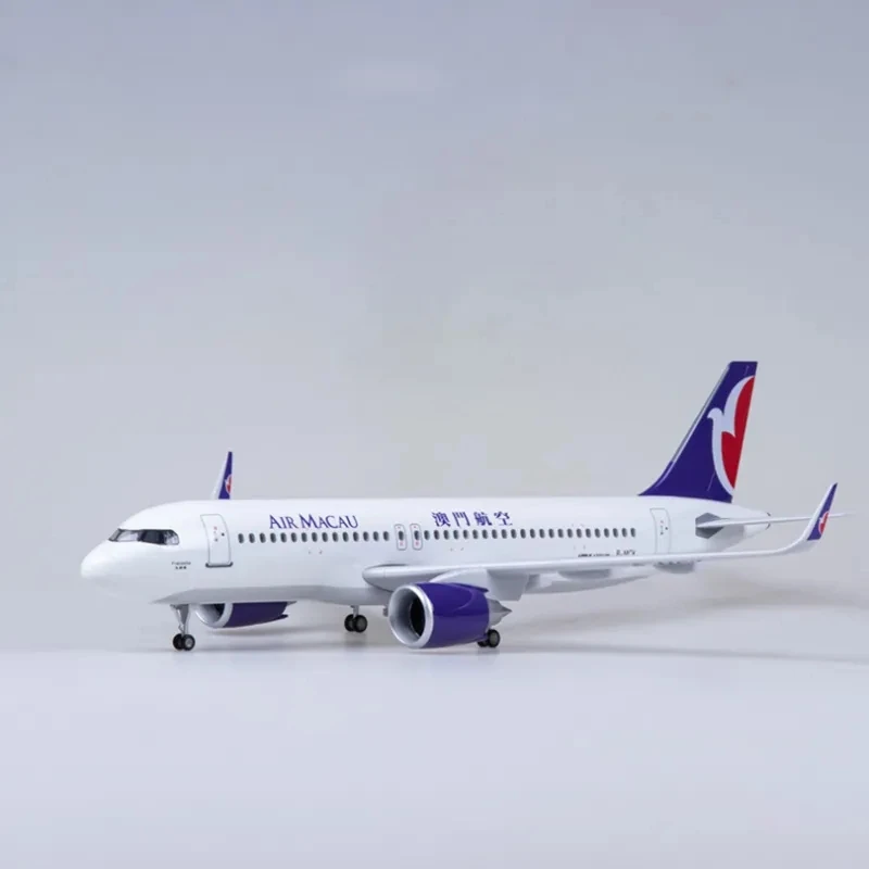 

47cm Macau Airlines A320neo 1/80 Scale Diecast Airplane Model With Lights And Wheels Resin Aircraft Toys Child Collection Gift