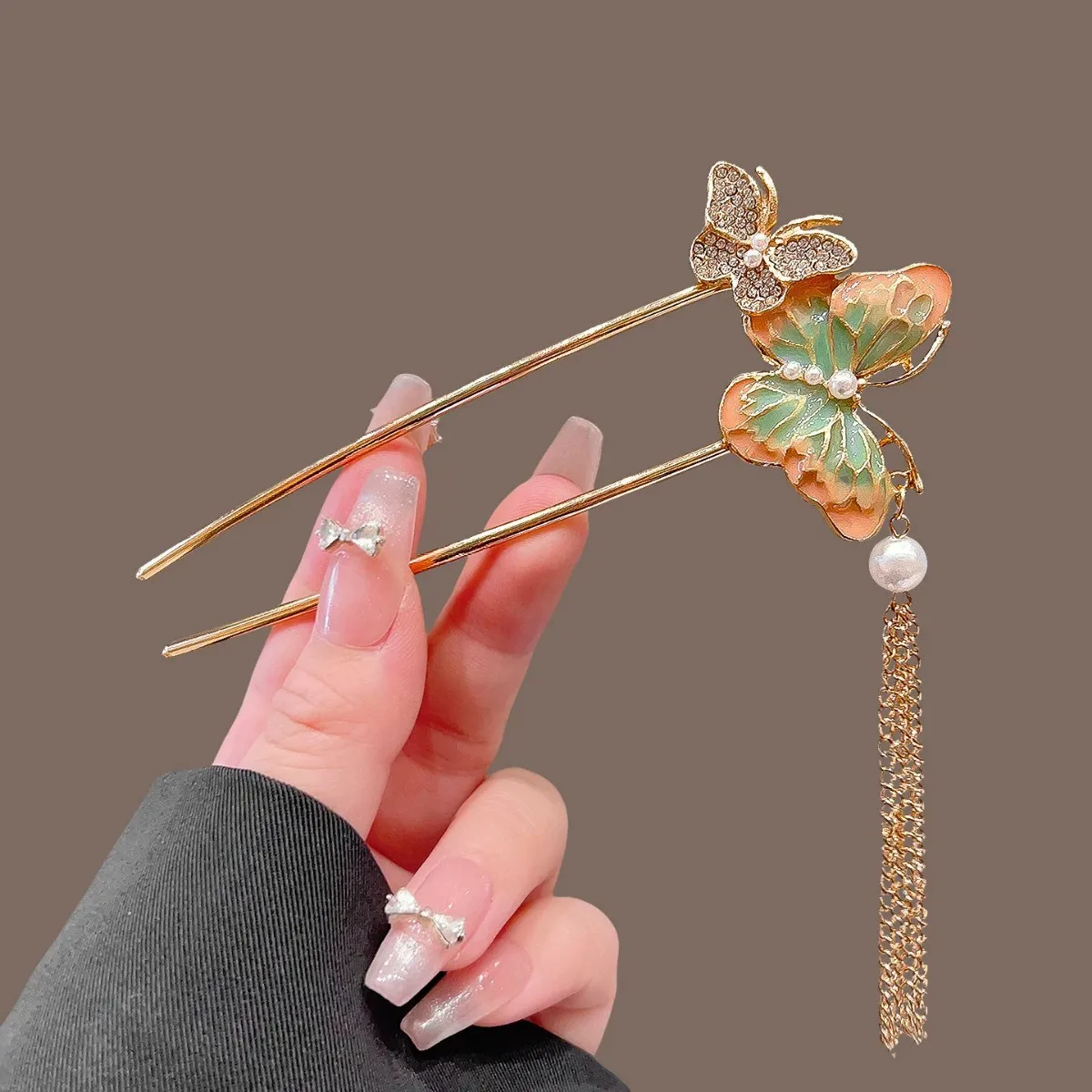 

Супер фея, античная заколка для волос с кисточкой-бабочкой, женская пластина в китайском стиле, палочка для волос U-образной формы, стразы, головные уборы, аксессуары для волос