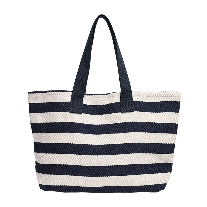 

Casual Literary Canvas Bag ins Small Fresh Striped Handbag Fashion Shoulder Bag