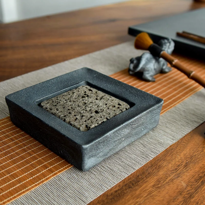 Stone Tea Tray Plate Teapot Board Natural Volcanics Teaware Water Storage Chinese Antique Table Accessorie Home Decoration Black