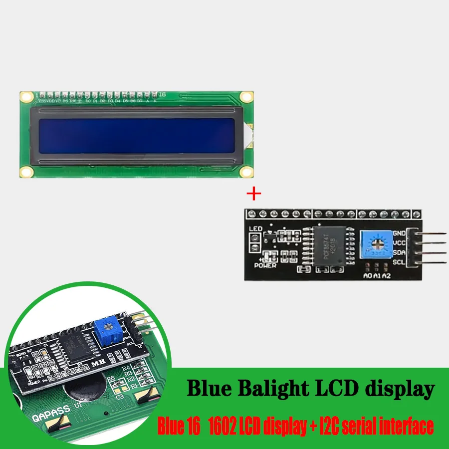 I2C 1602 LCD Display Module with Blue Backlight - 16  Serial Line Interface for DIY Projects, STM32, Tinker Board, Electrical I