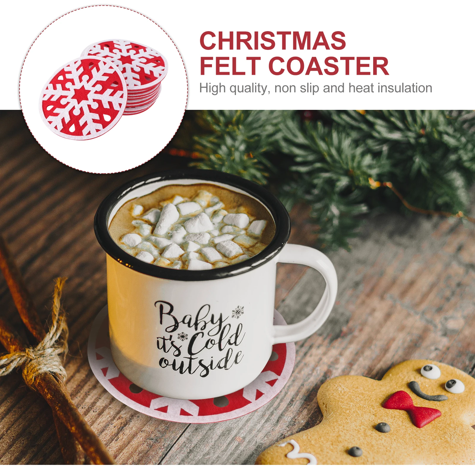 

Dining Non-slip Heat Insulation Coaster Cup Coasters Felt Fabric Placemat Christmas Themed
