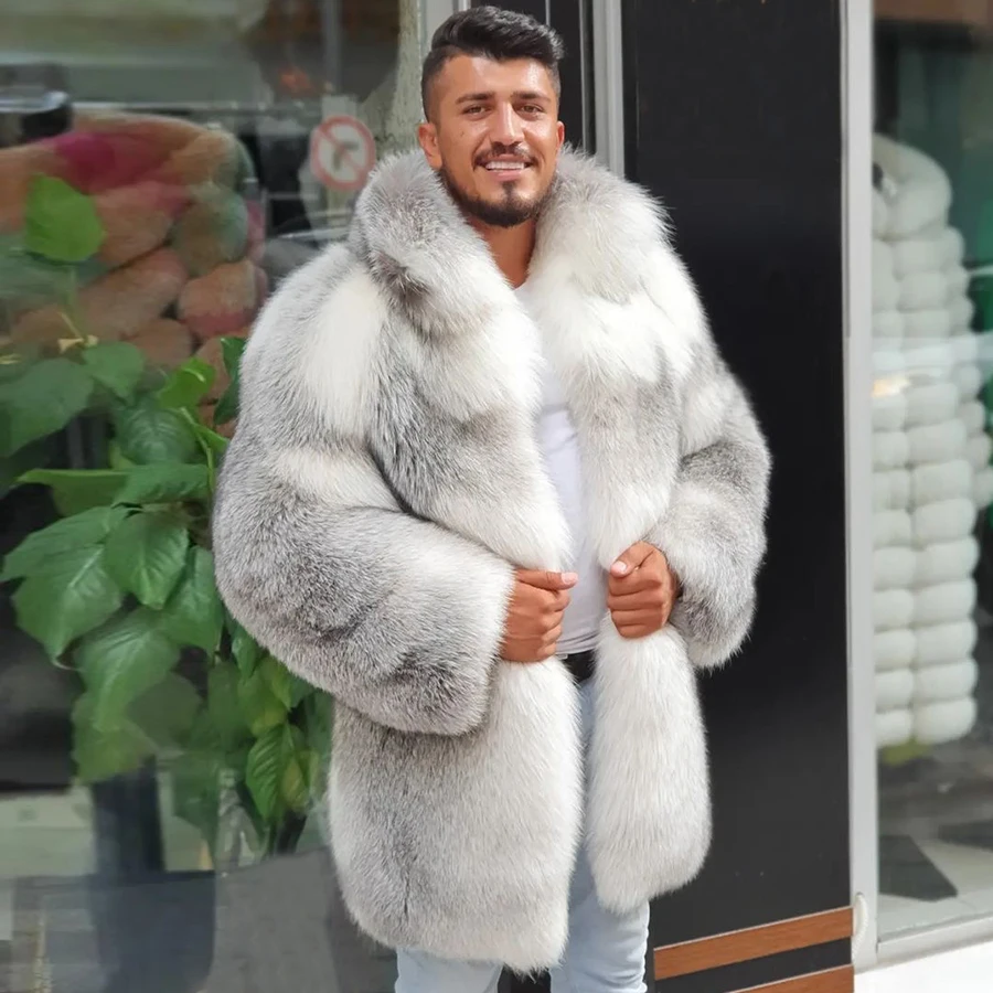 Real Fox Fur Coat Men\'s Fur Jacket Fashion Winter Warm Fur Coat 2024 Best Selling New Arrival