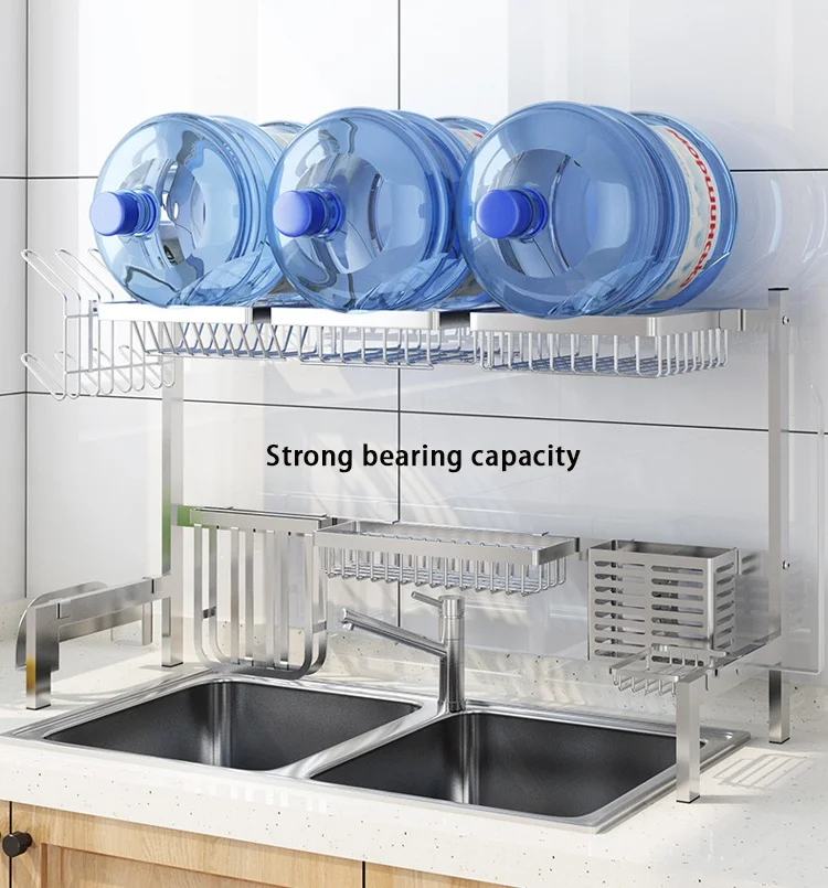 Classic 304 Stainless Steel Kitchen Sink Drain Rack Storage Rack Above The Sink Rust Proof Bowl Dish Tableware Cup Holder