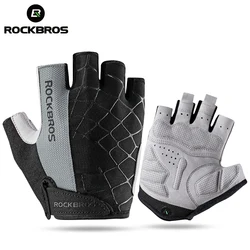 ROCKBROS Cycling Bike Gloves Half Finger Shockproof Breathable MTB Mountain Bicycle Sports Gloves Men Women Cycling Short Gloves