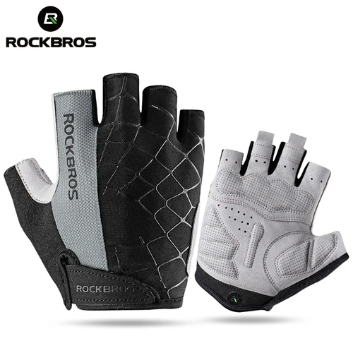 ROCKBROS guantes de ciclismo para bicicleta medio dedo a prueba de golpes transpirables MTB guantes deportivos para bicicleta de montaña hombres mujeres guantes cortos de ciclismo