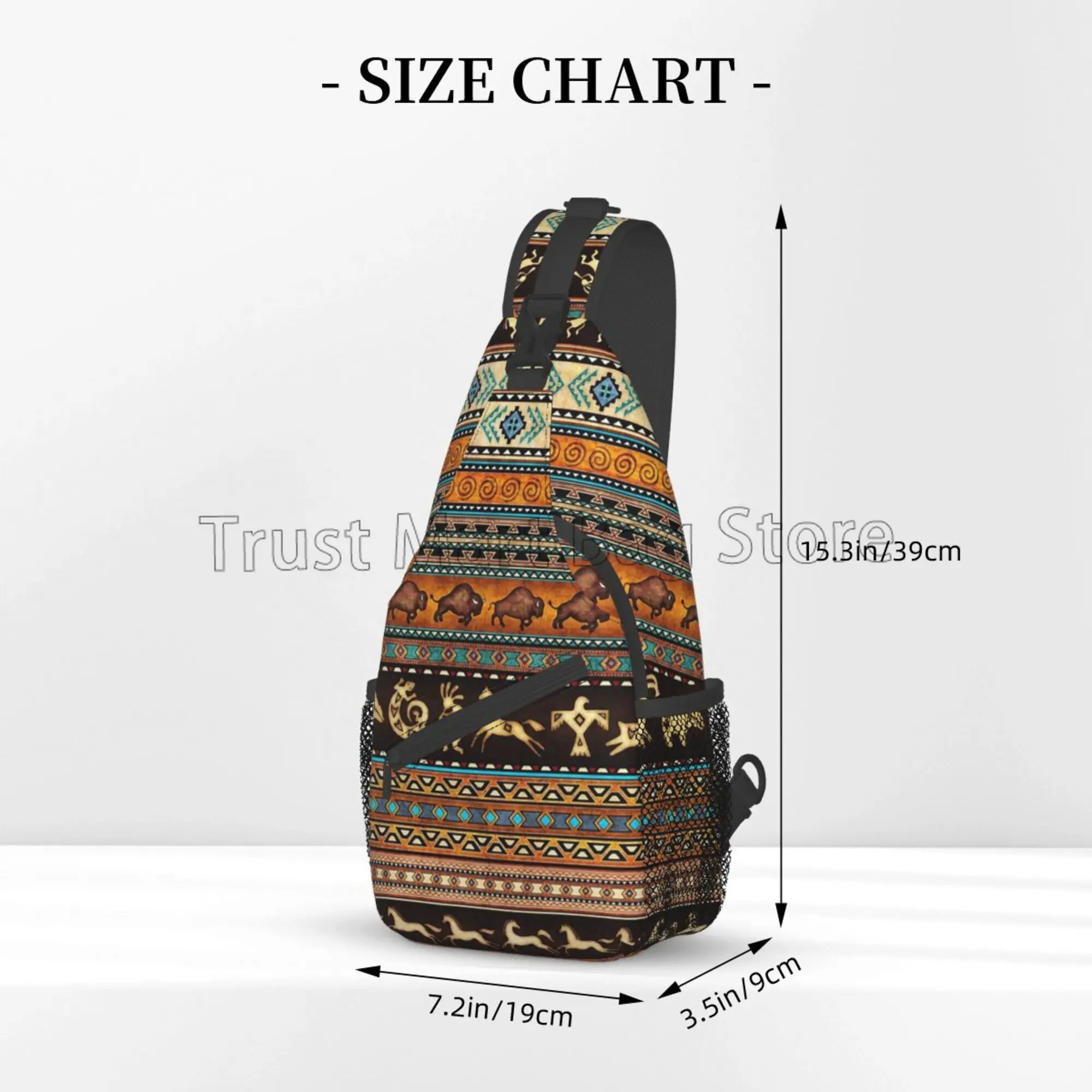 Vintage Boho Ethnic Pattern Sling Bag Crossbody Backpack Women Men Travel Chest Shoulder Bags for Leisure Sports Running Hiking