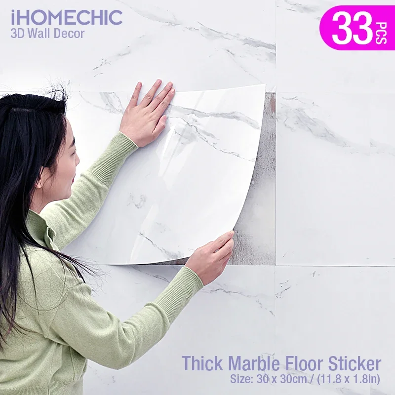 33pcs PVC Wall Sticker Matte Surface Non Slip Floor Stickers for Bathroom Kitchen Waterproof Self Adhesive Wall Decor Stickers