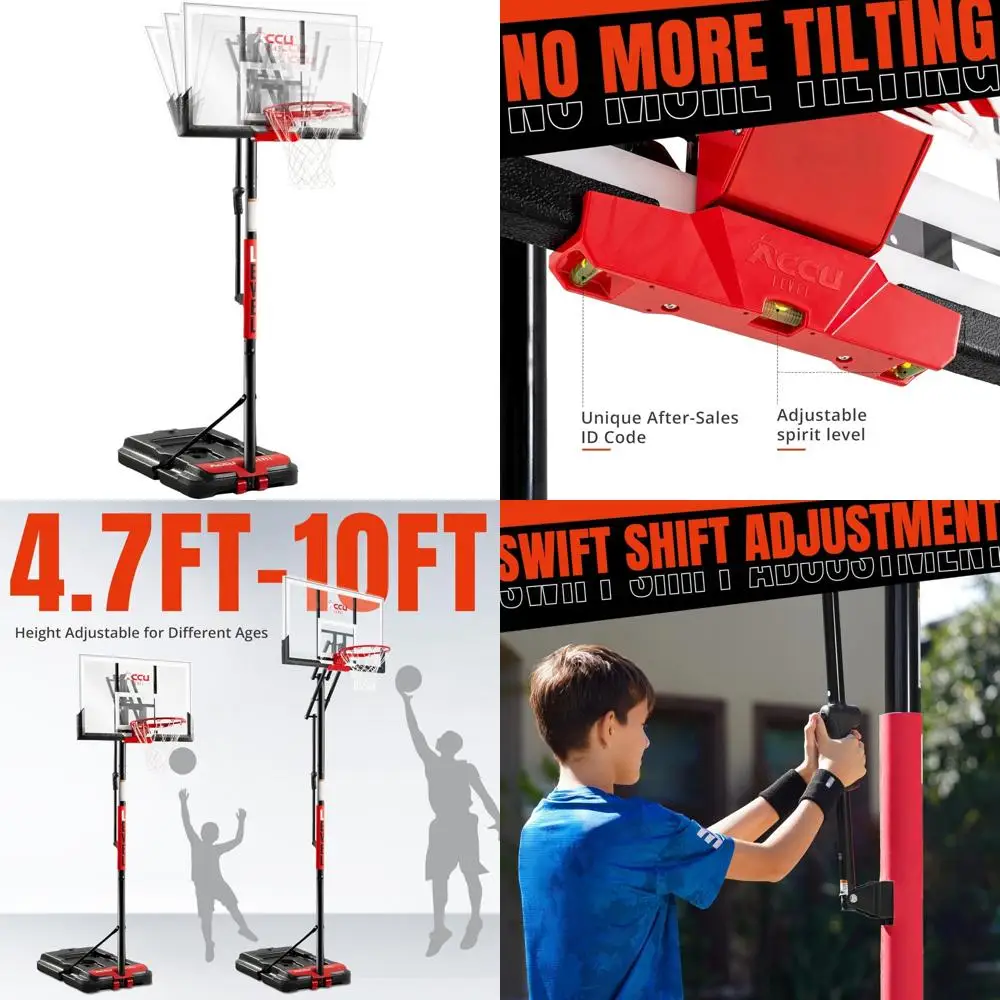 Adjustable Basketball Goals System 4.7-10ft with 44-48 Inch Angle-Adjustable Backboard for Kids and Adults