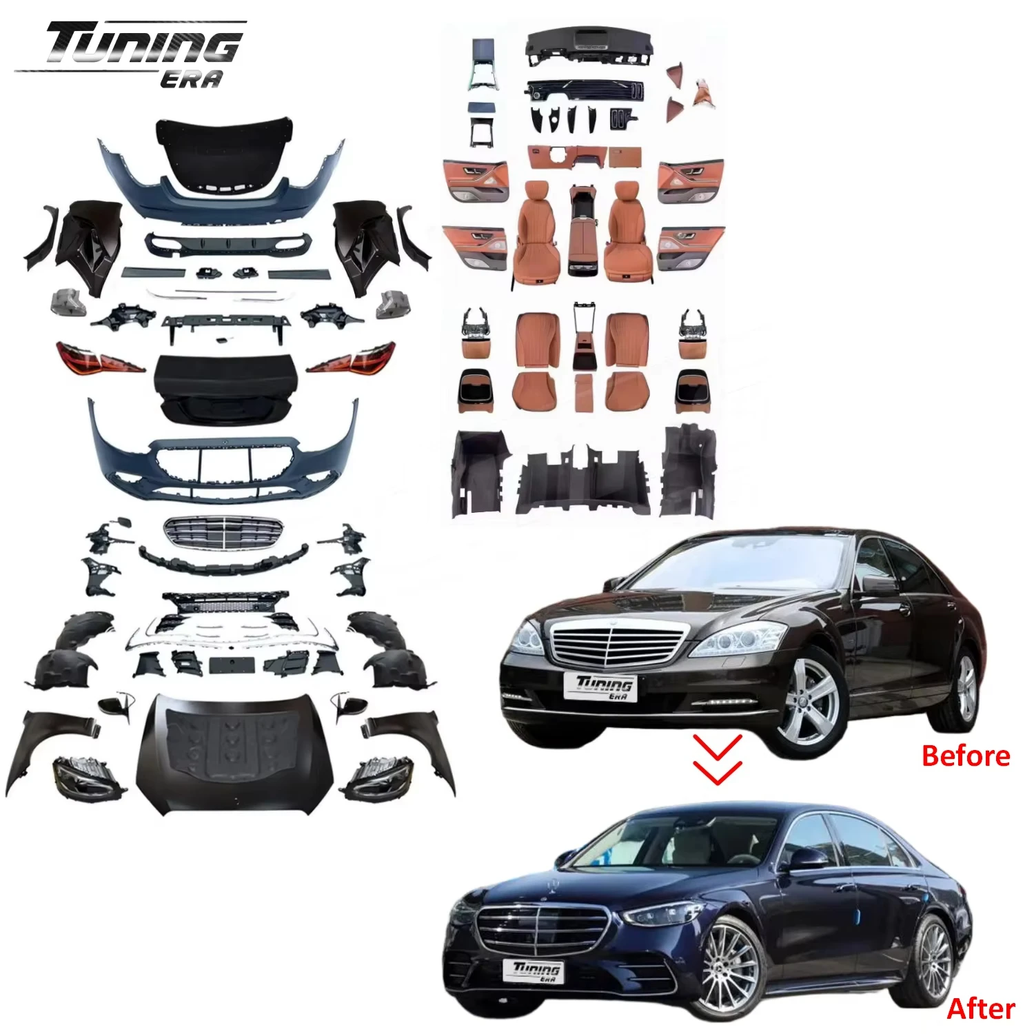 Car Conversion Kit for S Class W221 2008-2012 Old to New W223 S450 Upgrade Interior&Exterior Full Body Kit