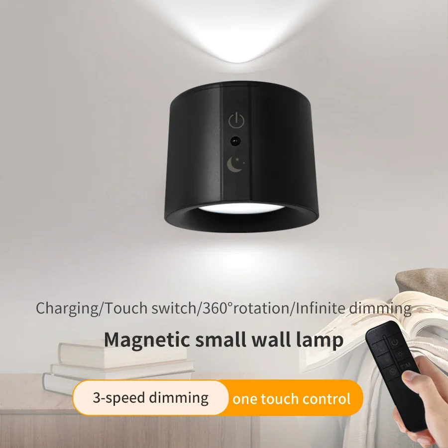 Led Double Head Wall Lamp Touch Control Remote 360 Rotatable USB Recharge 3Colors Wall Lights Wireless Night Lights For Bedroom