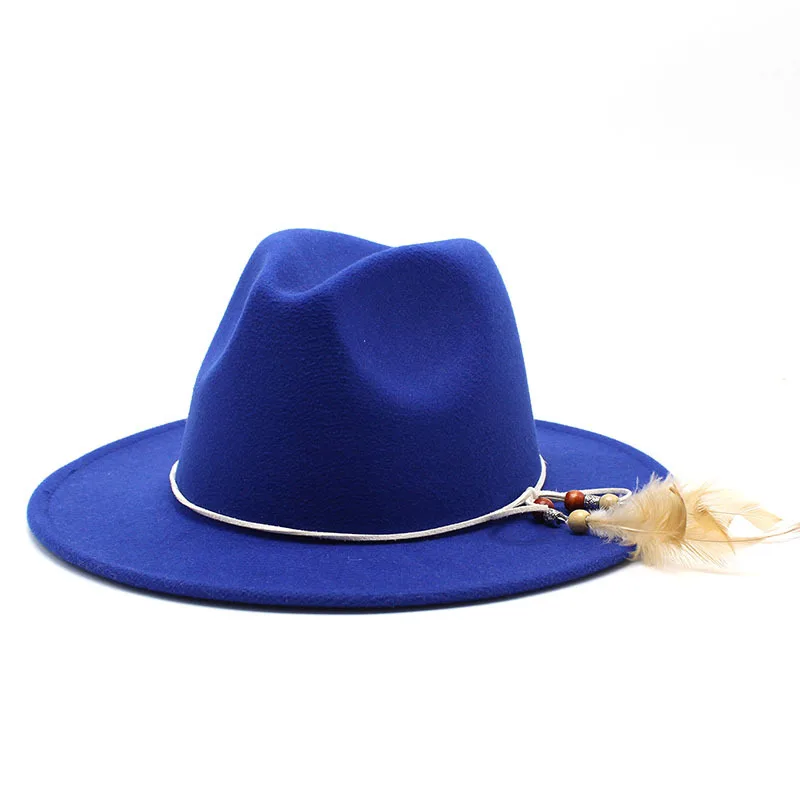 Sombrero de copa de Jazz recto para hombres y mujeres, sombrero de ala ancha, sombreros de fieltro de lana de imitación, estilo coreano cruzado, Otoño e Invierno